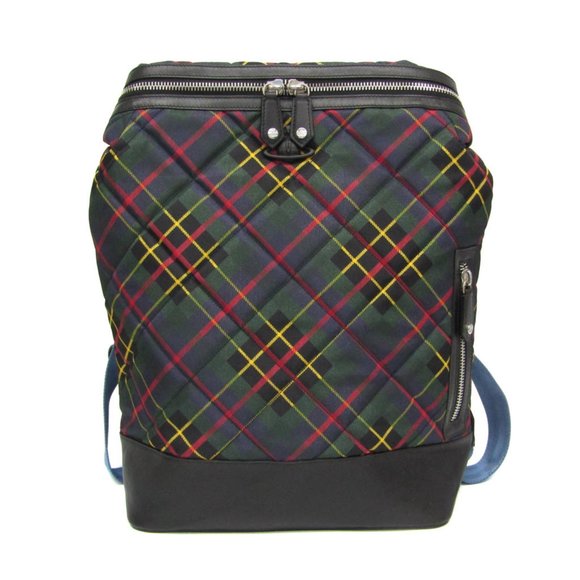 Vivienne Westwood Orb Quilting WomenMen NylonLeather Backpack BlackGreen